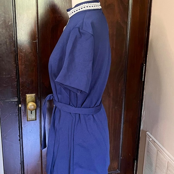 60’s/ 70’s VTG Belted New Fashion Creation Lace Detail Tunic Gogo Mini Dress - Picture 7 of 9